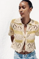 TOP EN MAILLE POINTELLE