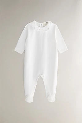 CHILDREN'S ROMPER WITH FLORAL EMBROIDERY