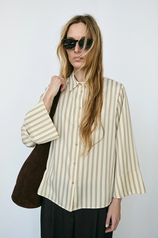 WIDE SLEEVE STRIPED BLOUSE