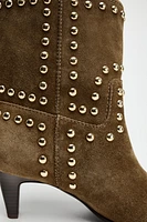 SUEDE STUDDED ANKLE BOOTS