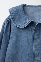 CHEMISE EN DENIM À COL CLAUDINE