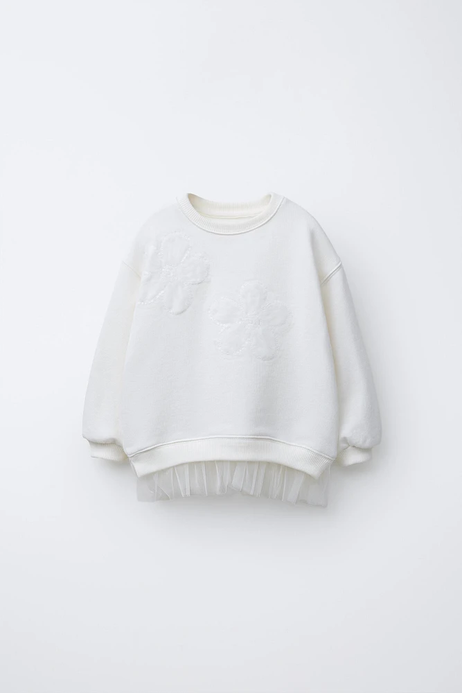 ORGANZA FLORAL SWEATSHIRT