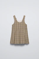 CHECKERED PINAFORE DRESS WITH PLEATS