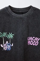 STITCH & ANGEL © DISNEY WASHED-EFFECT T-SHIRT