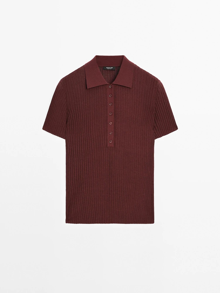 Pull polo en maille de coton