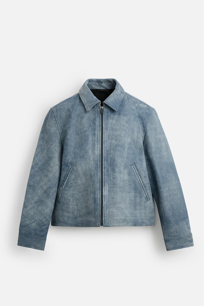 BLOUSON EN CUIR DÉLAVÉ