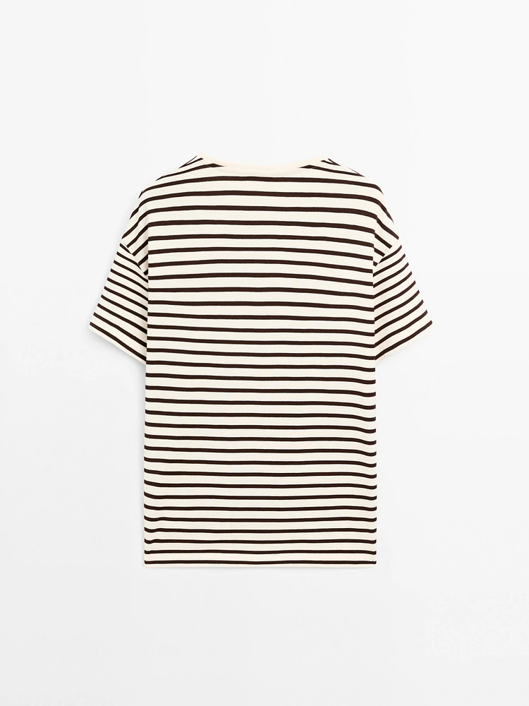 T-shirt à rayures 100 % coton