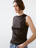 Cropped T-shirt with eyelets