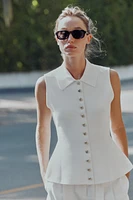 TOP GILET EN MAILLE PÉPLUM