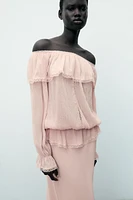 COLD-SHOULDER BIB SHIRT