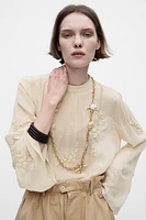 ZW COLLECTION PLEATED EMBROIDERED SHIRT