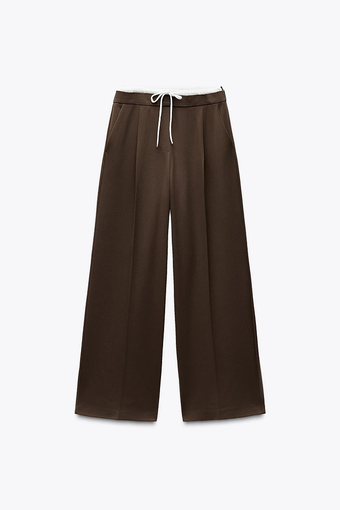 DOUBLE WAIST WIDE LEG PANTS