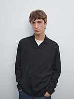 Pull polo en maille 100 % laine mérinos