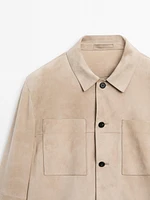 Suede leather overshirt