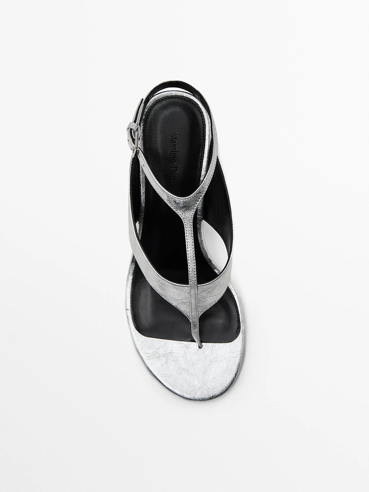 Metallic heeled sandals