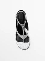 Metallic heeled sandals