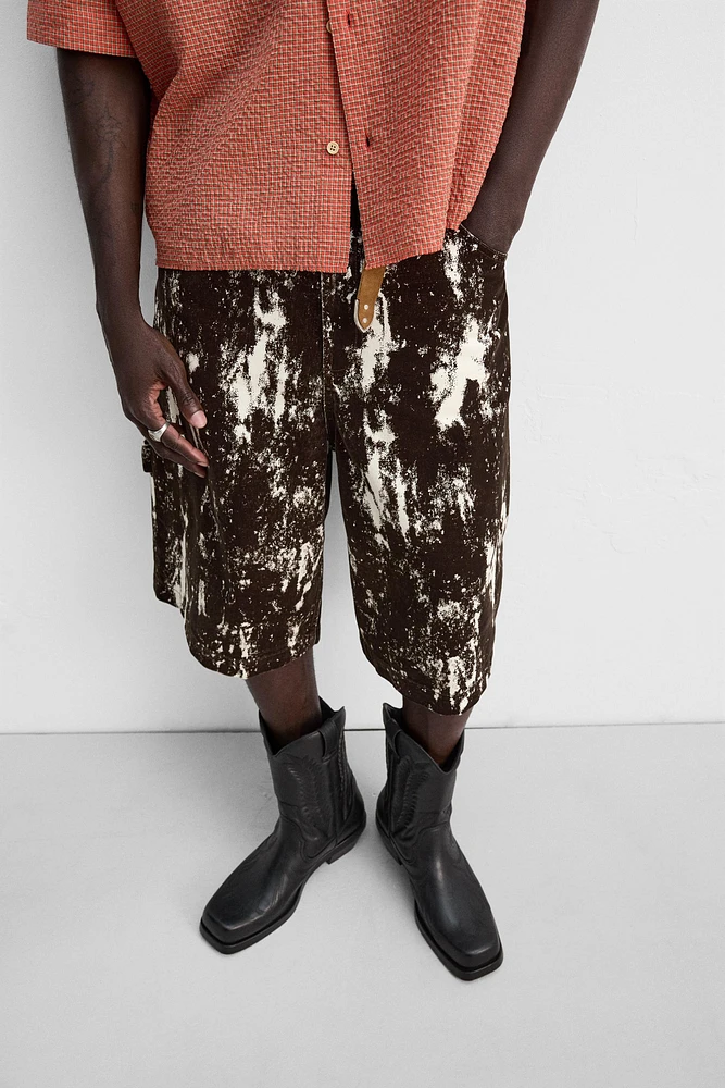 ANIMAL PRINT DENIM SHORTS