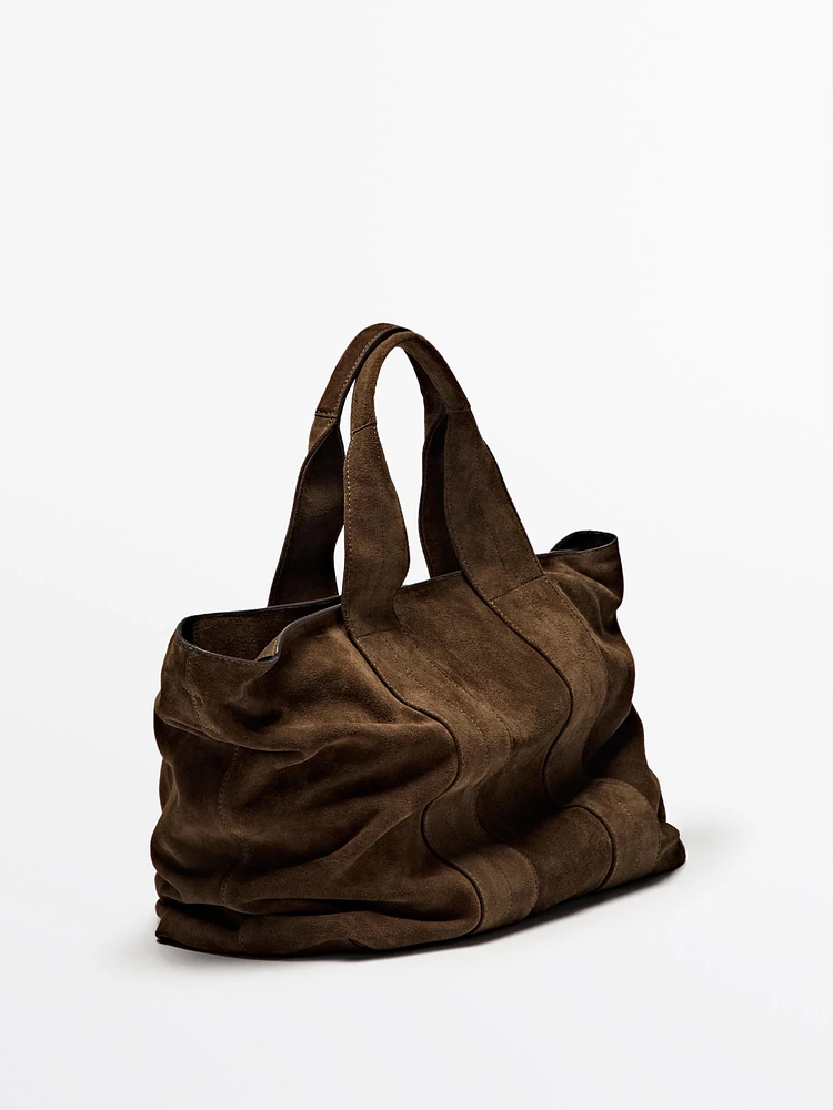 Sac cabas en croûte de cuir