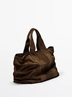 Sac cabas en croûte de cuir