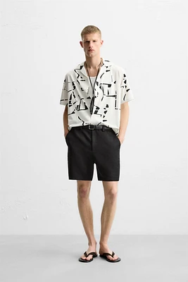 ABSTRACT PRINT STRETCH SHIRT