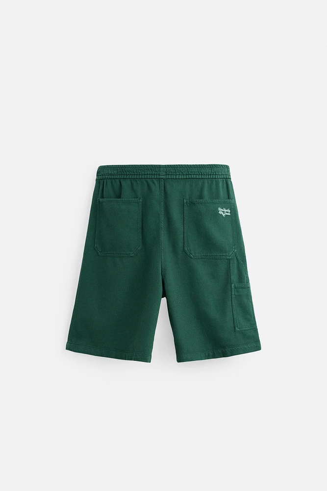 TEXTURED CARPENTER POCKET SHORTS