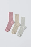 THREE-PACK OF SPARKLY CREW SOCKS