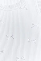 RIBBED BOW LACE TOP