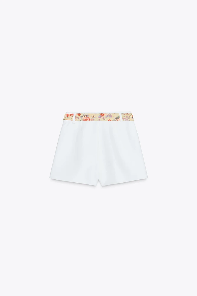 HIGH-WAISTED SCARF SHORTS