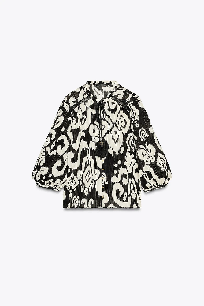 METALLIC THREAD PRINTED SHIRT