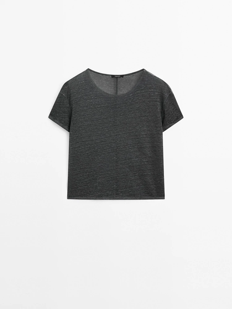 T-shirt 100 % lin à manches courtes