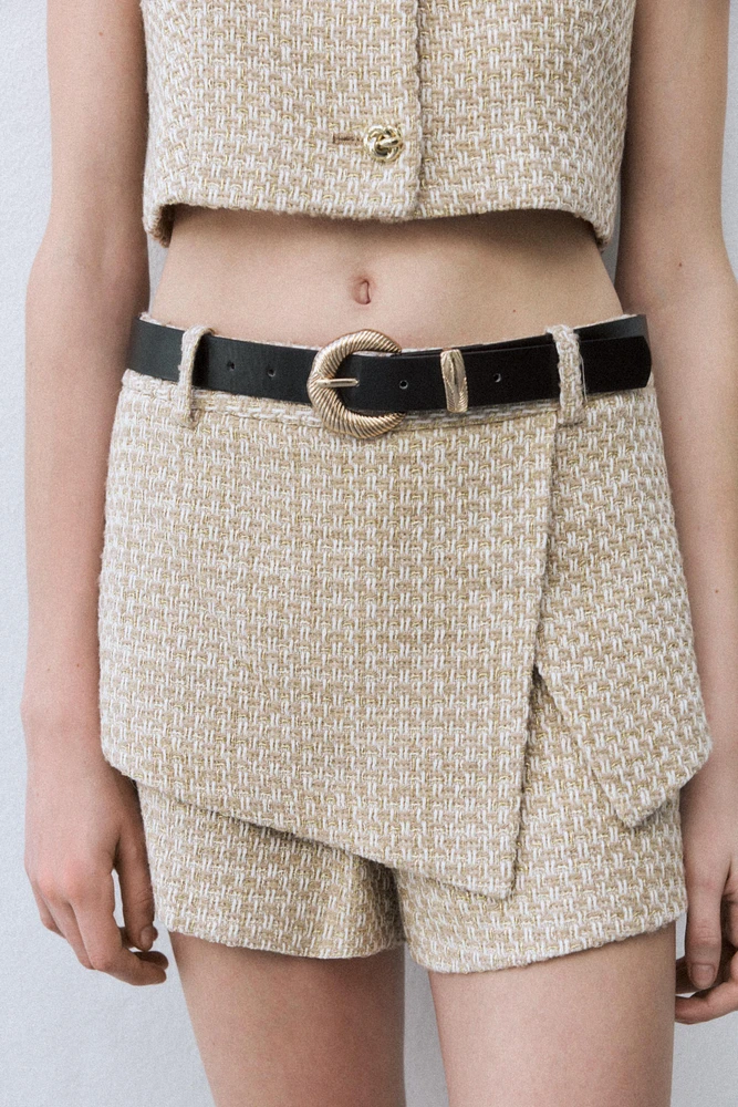 JUPE-PANTALON STRUCTURÉE AVEC CEINTURE