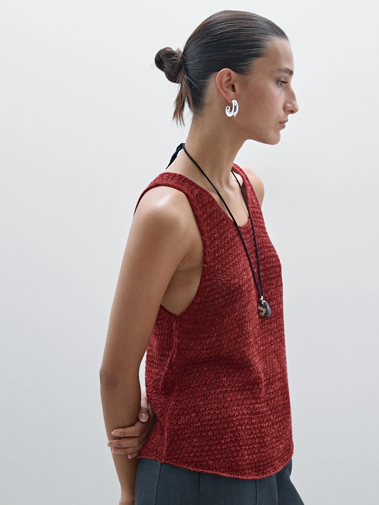 Top en maille ajourée texturé