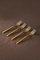 SET OF GOLD STEEL BRUNCH DESSERT FORKS (SET OF 4)