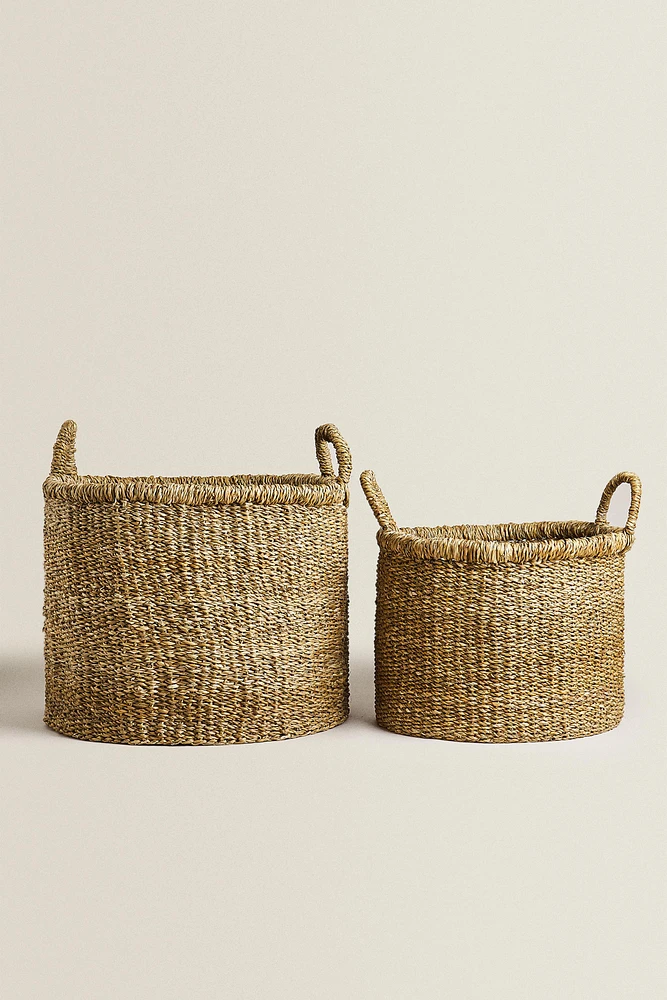 LARGE SEAGRASS BASKET WITH HANDLES