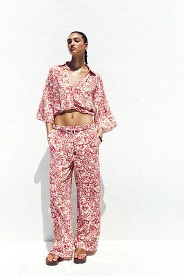 PRINTED RUSTIC WIDE-LEG PANTS