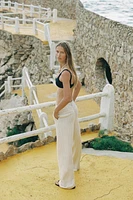 STRIPED WIDE LEG PANTS