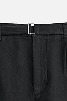 100% LINEN BELTED PANTS