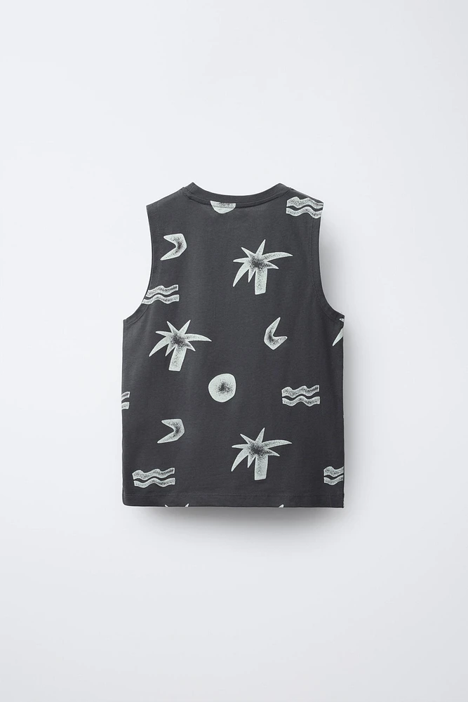 T-SHIRT SANS MANCHES PALMIERS