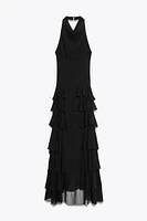ROBE LONGUE HALTER VOLANTS