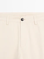 Cotton blend slim fit canvas trousers