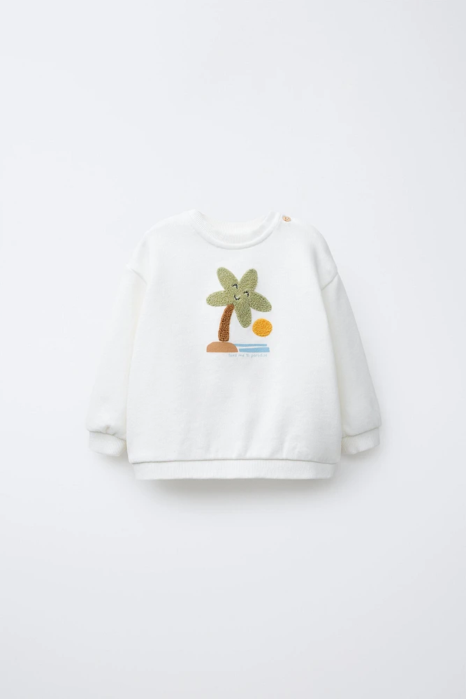 SWEAT PALMIER VELOURS BOUCLÉ