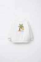 SWEAT PALMIER VELOURS BOUCLÉ