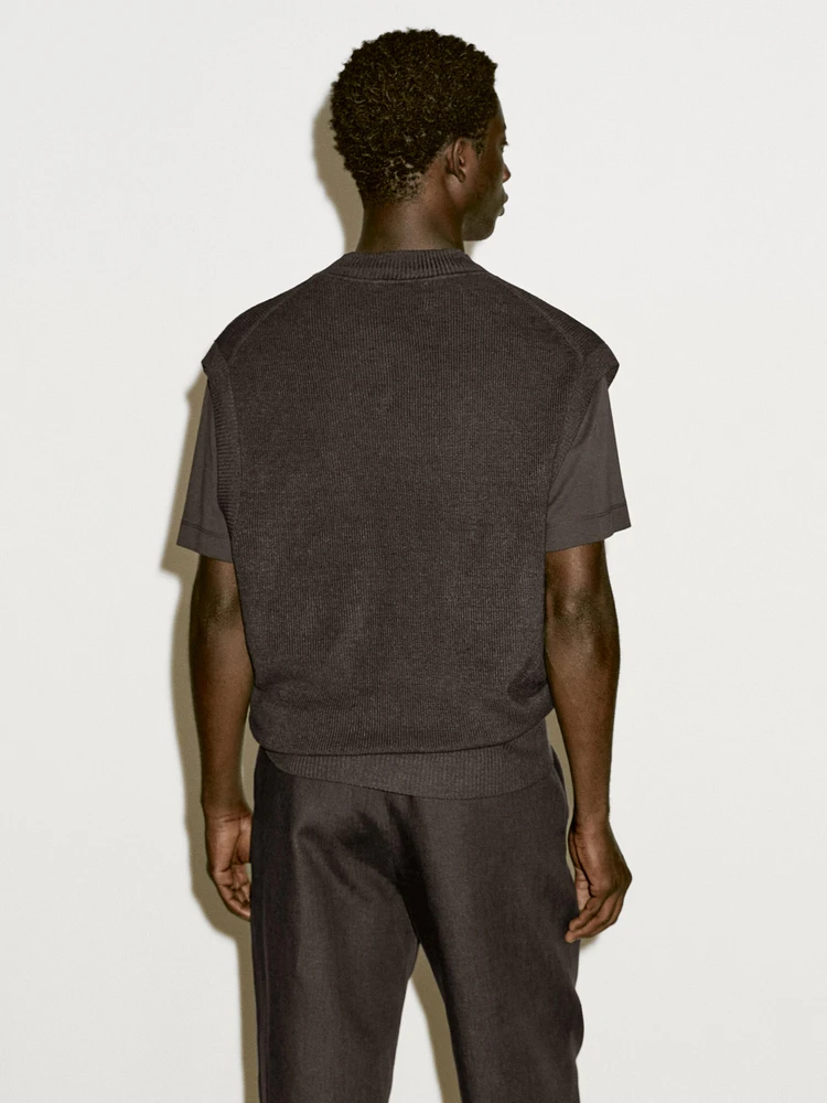 Veste sans manches en maille de lin mélangé - Limited Edition