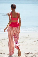 STRIPED WIDE RUSTIC PANTS