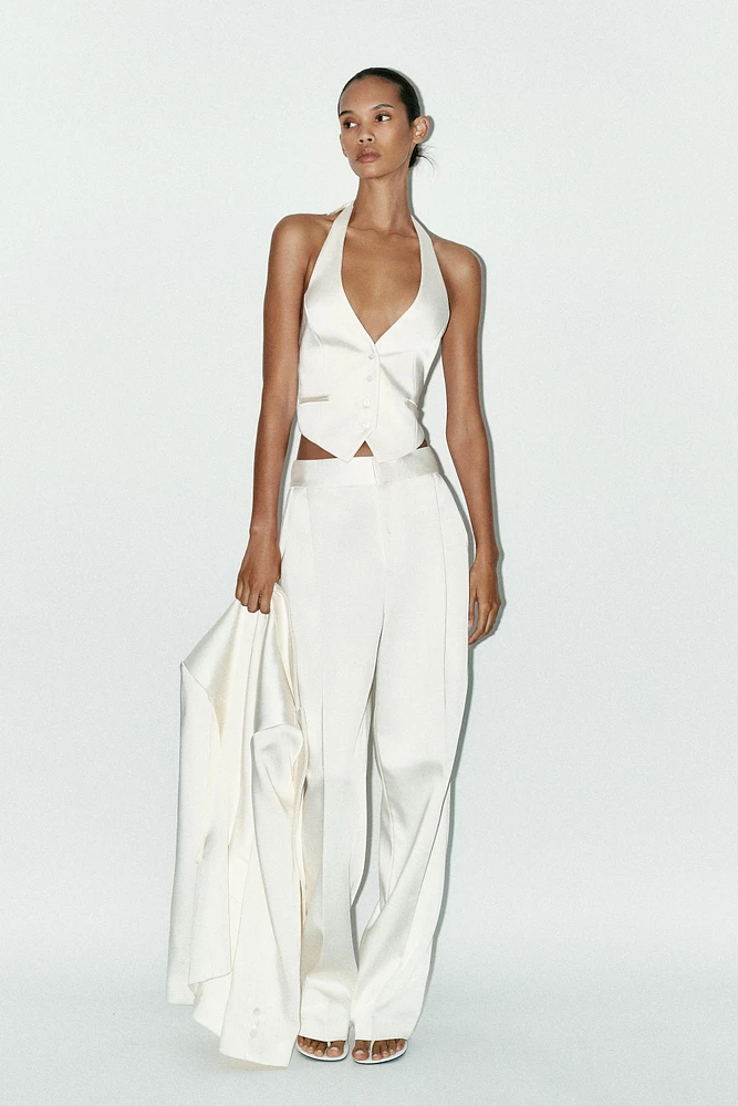 TOP GILET SATINÉ DOS NU