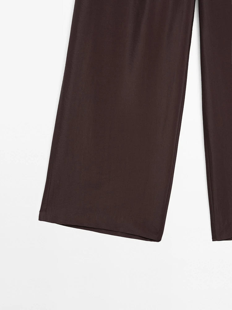 Flowing satin corset belt trousers - Limited Edition