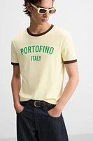 CONTRAST TEXT RIBBED T-SHIRT