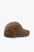 EMBROIDERED ANIMAL PRINT TWILL CAP