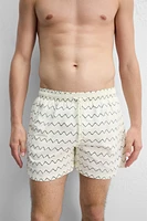 SHORT DE BAIN COUPE CLASSIQUE À IMPRIMÉ GÉOMÉTRIQUE