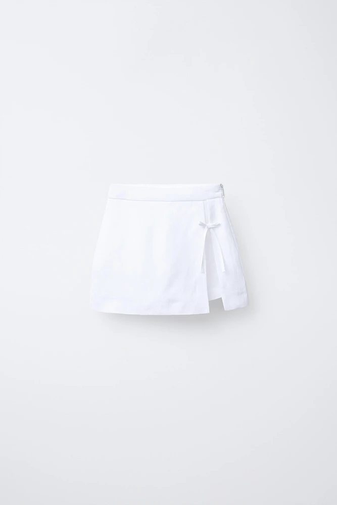 JUPE-SHORT BERMUDA LACET 100 % LIN